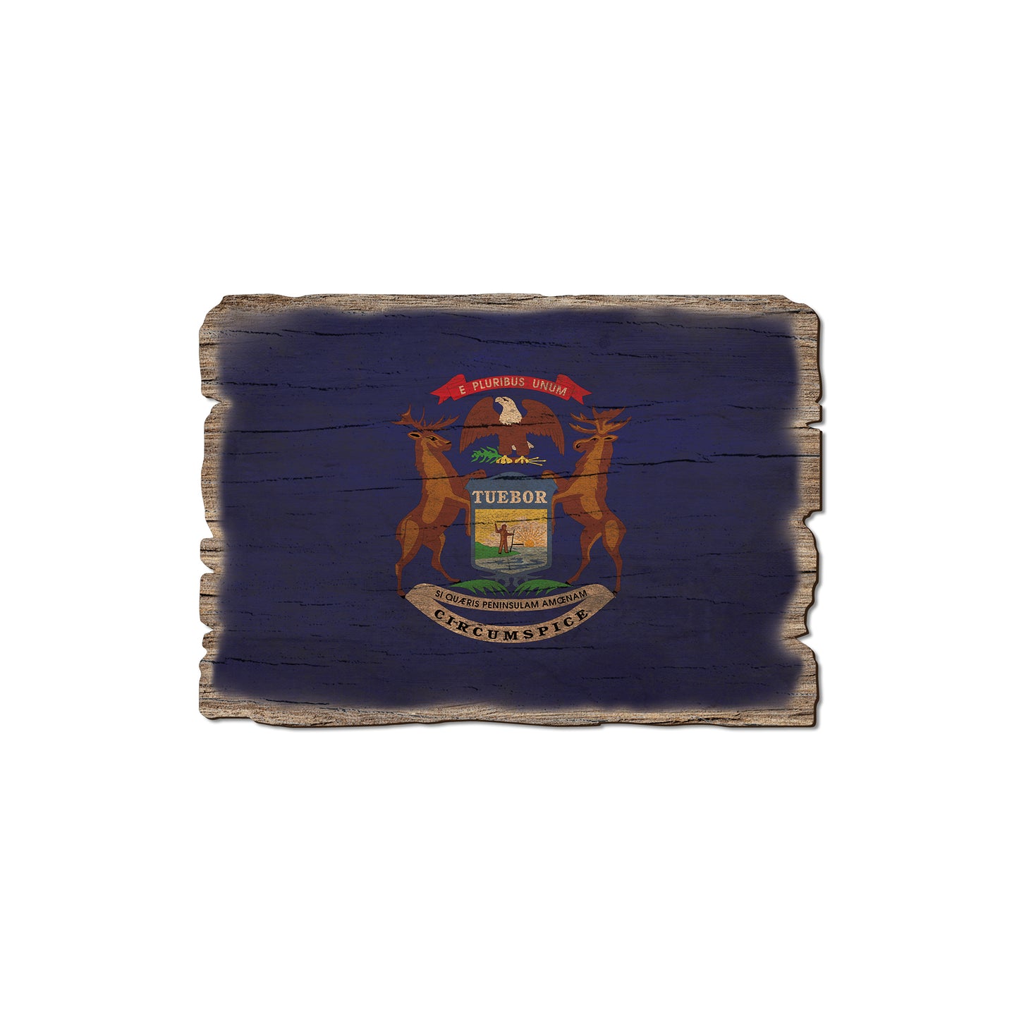 Michigan State Flag - Weathered Edge Rustic Edge Magnet (5pk // $2.80ea)