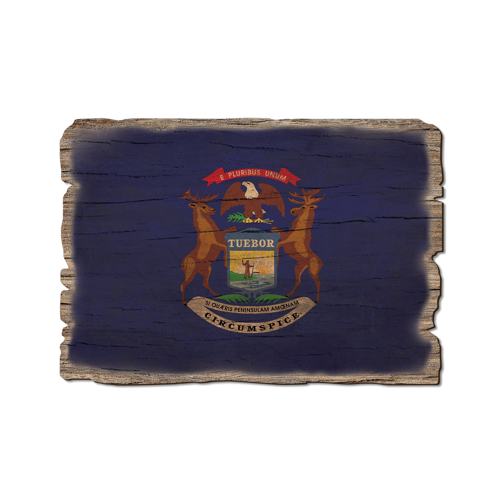 Michigan State Flag - Weathered Edge Rustic Edge Postcard (5pk // $2.80ea)