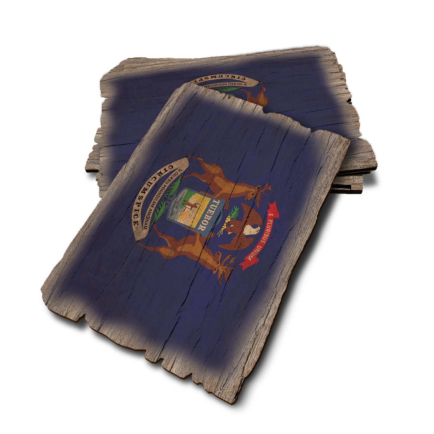 Michigan State Flag - Weathered Edge Rustic Edge Postcard (5pk // $2.80ea)