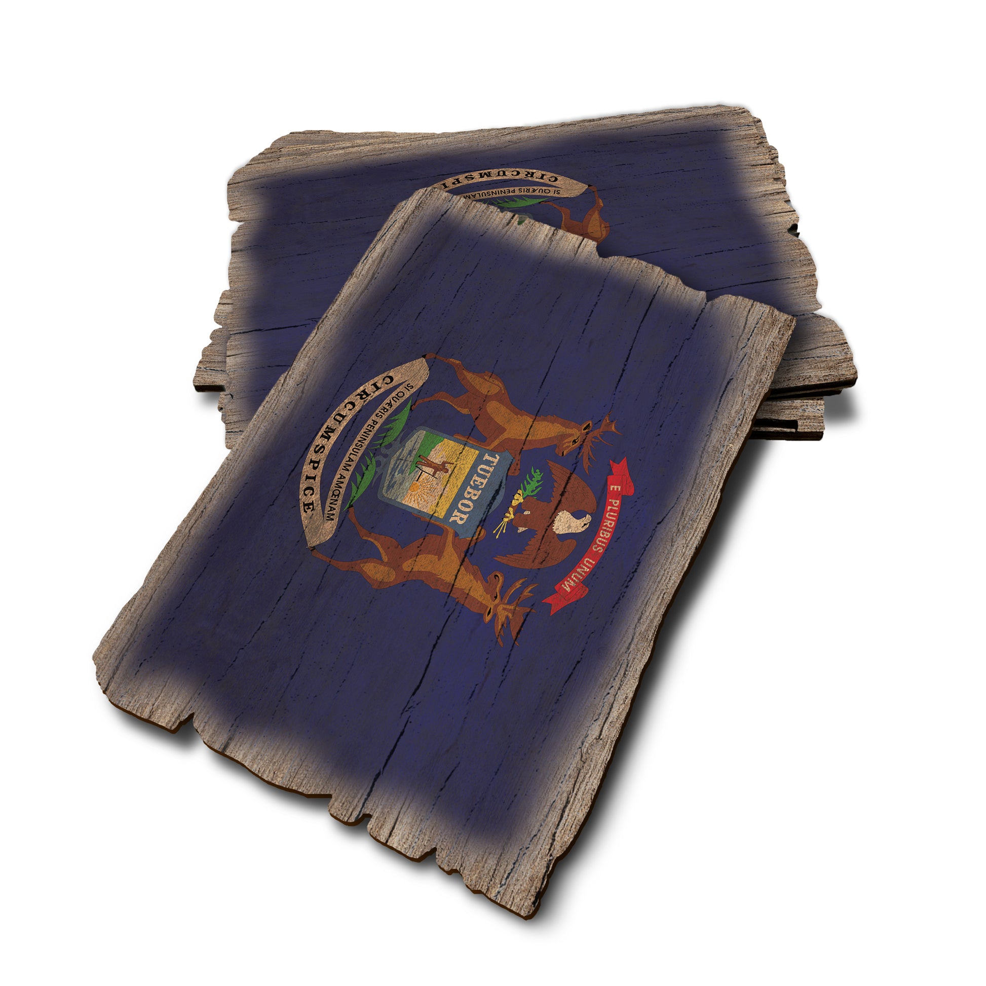 Michigan State Flag - Weathered Edge Rustic Edge Postcard (5pk // $2.80ea)