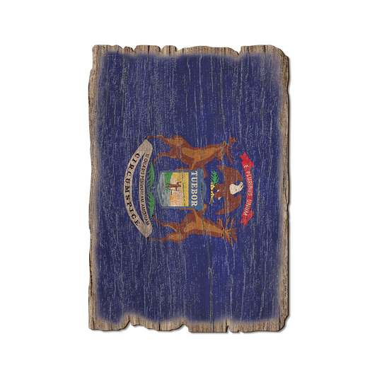 Greeting Card: Weathered Edge - Michigan State Flag