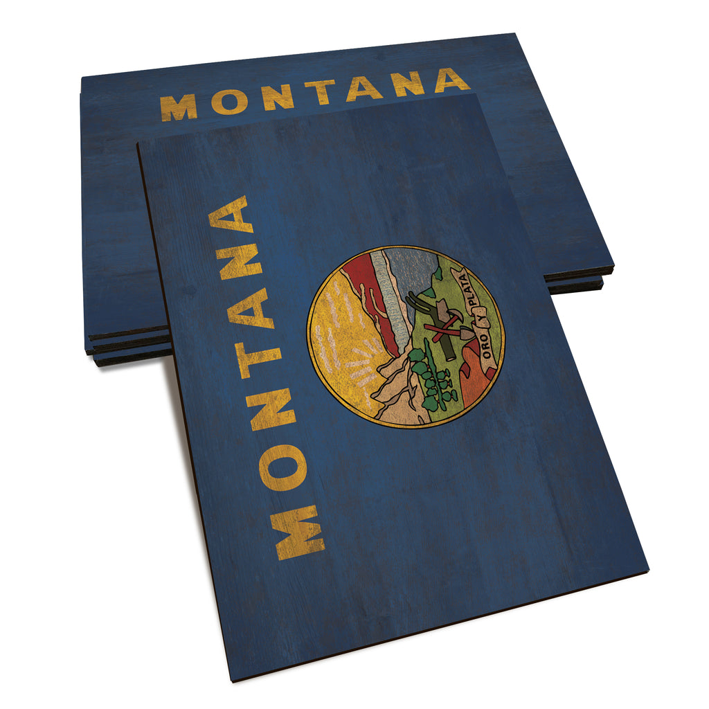 Montana Wood State Flag - Classic Edge Postcard (5pk // $2.80ea)