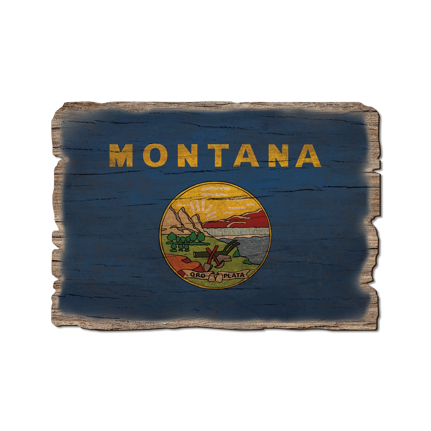 Montana State Flag - Weathered Edge Rustic Edge Postcard (5pk // $2.80ea)