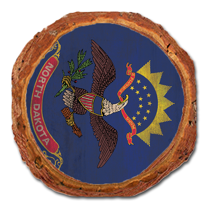 Coaster: Live Edge - North Dakota State Flag
