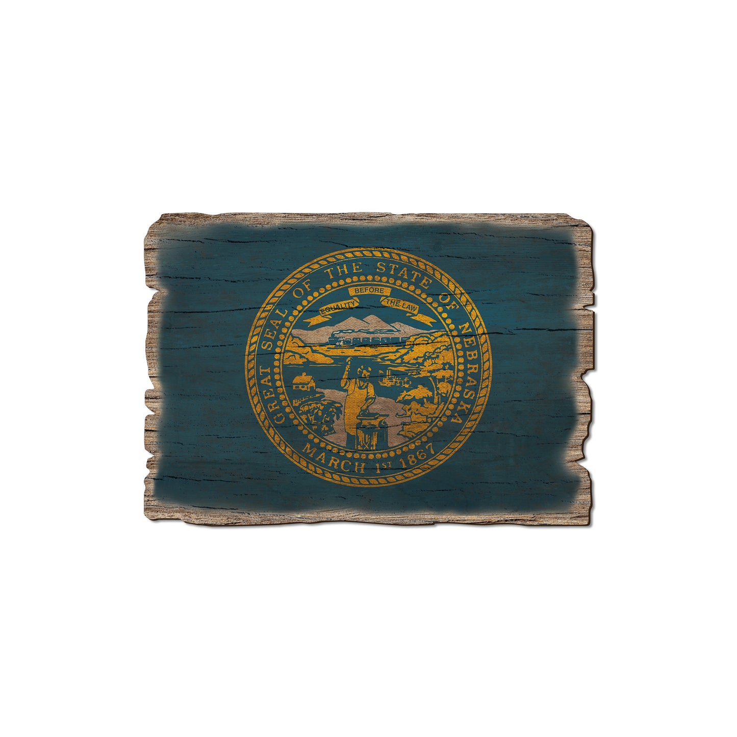Nebraska State Flag - Weathered Edge Rustic Edge Magnet (5pk // $2.80ea)