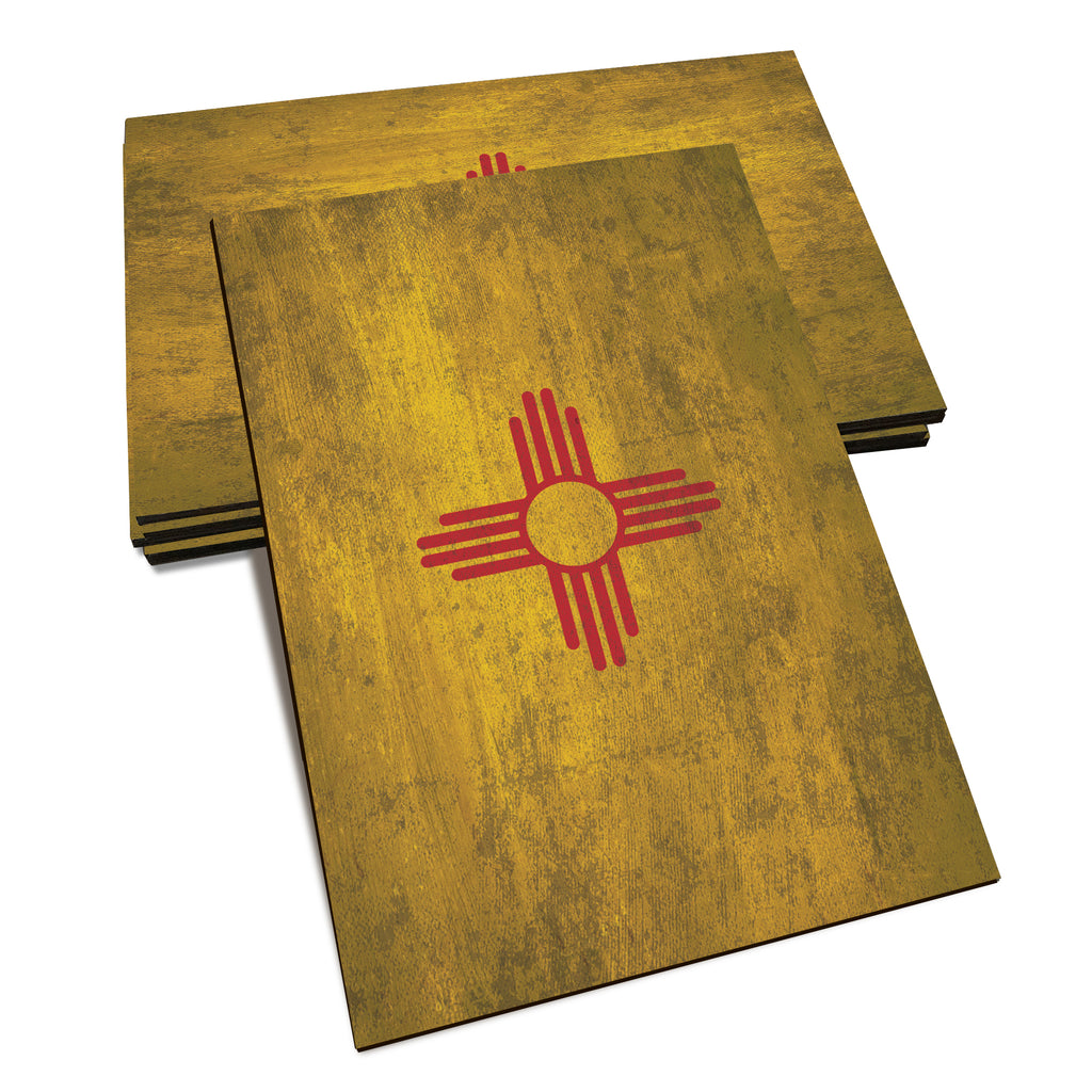 New Mexico Wood State Flag - Classic Edge Postcard (5pk // $2.80ea)