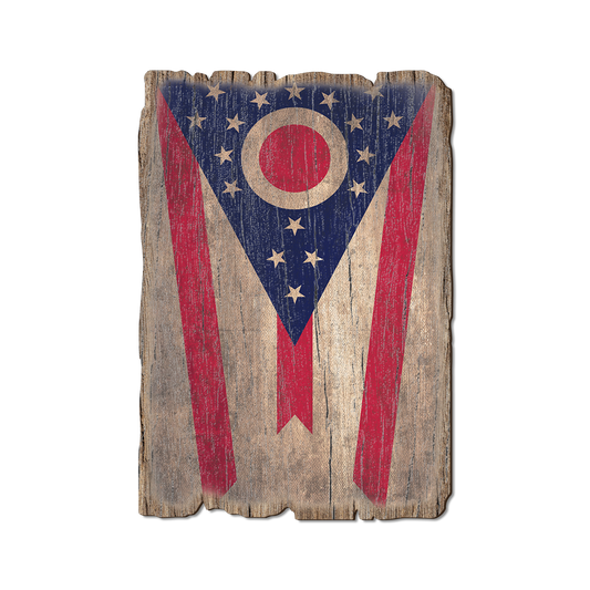 Greeting Card: Weathered Edge - Ohio State Flag