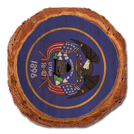 Coaster: Live Edge - Utah State Flag (Pack of 5)