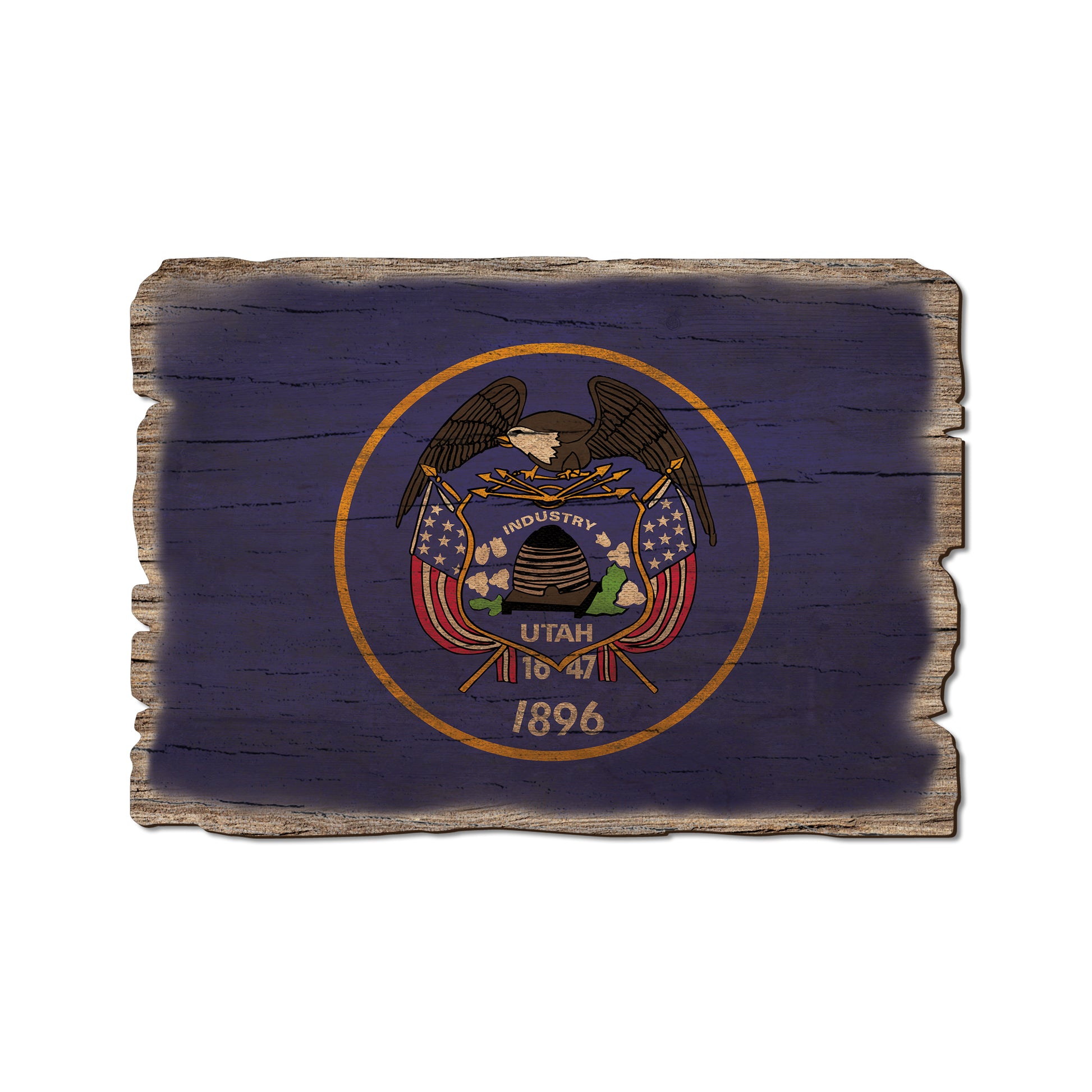 Utah State Flag - Weathered Edge Rustic Edge Postcard (5pk // $2.80ea)
