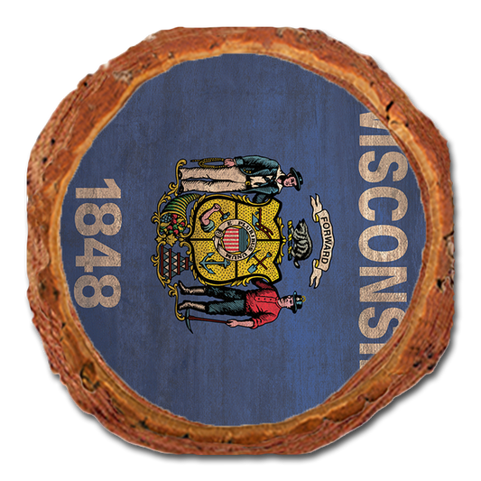 Coaster: Live Edge - Wisconsin State Flag