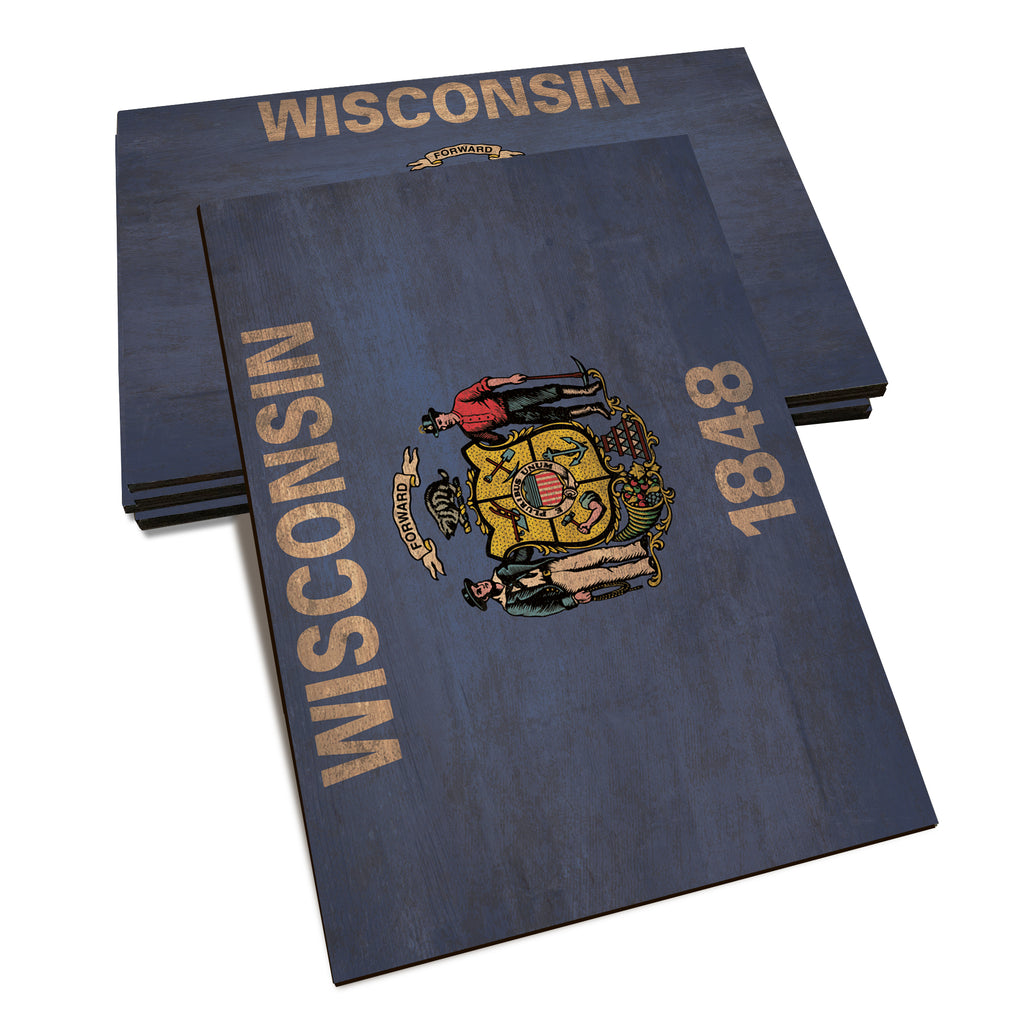 Wisconsin Wood State Flag - Classic Edge Postcard (5pk // $2.80ea)
