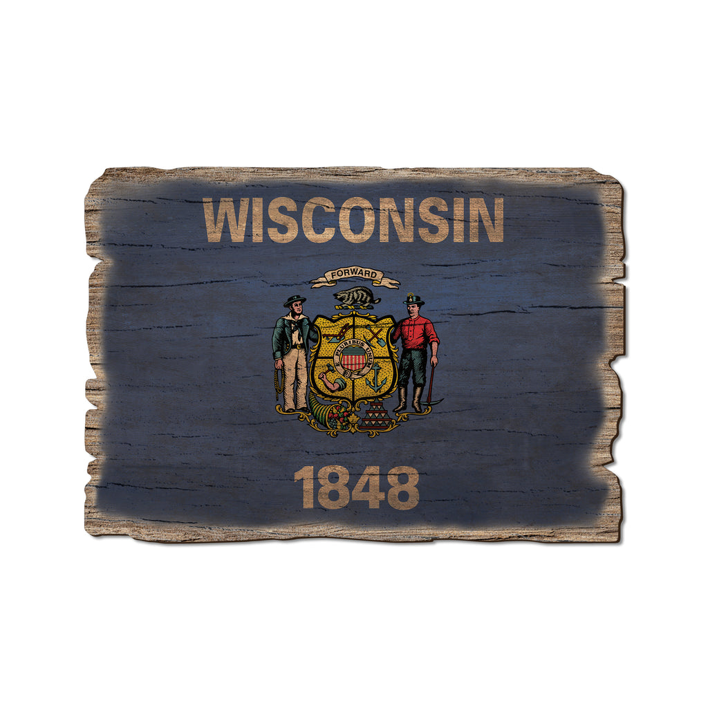 Wisconsin State Flag - Weathered Edge Rustic Edge Postcard (5pk // $2.80ea)