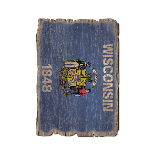 Greeting Card: Weathered Edge - Wisconsin State Flag