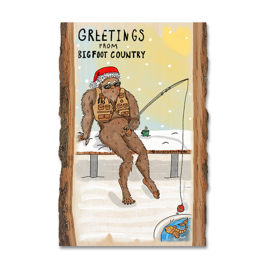 Greeting Card: Live Edge - Holiday Bigfoot Fisher