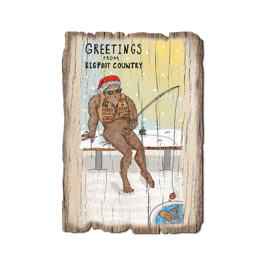 Greeting Card: Weathered Edge - Holiday Bigfoot Fisher (Pack of 5)