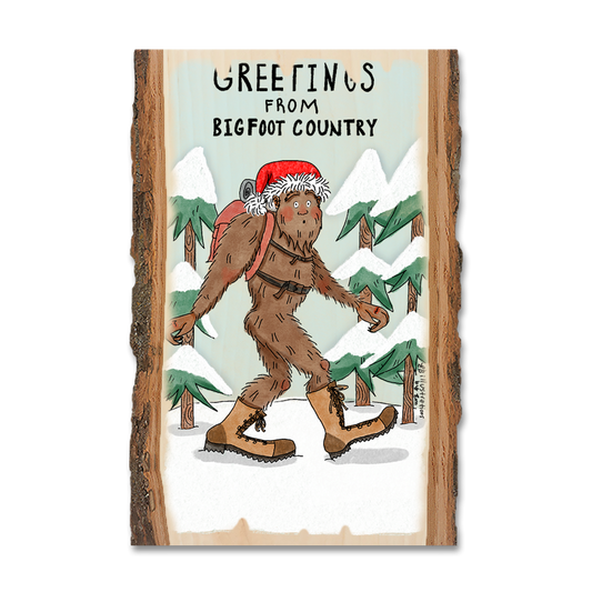 Magnet: Live Edge - Holiday Bigfoot Hiker