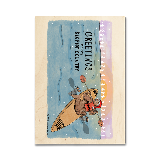 Magnet: Classic Edge - Holiday Bigfoot Kayaker