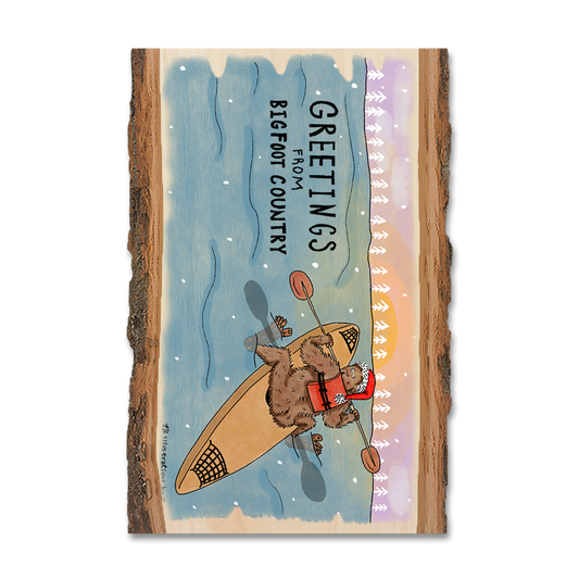 Magnet: Live Edge - Holiday Bigfoot Kayaker