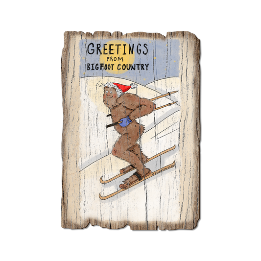 Greeting Card: Weathered Edge - Holiday Bigfoot Skier (Pack of 5)