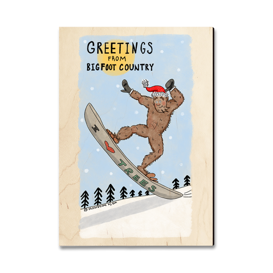 Greeting Card: Classic Edge - Holiday Bigfoot Snowboarder