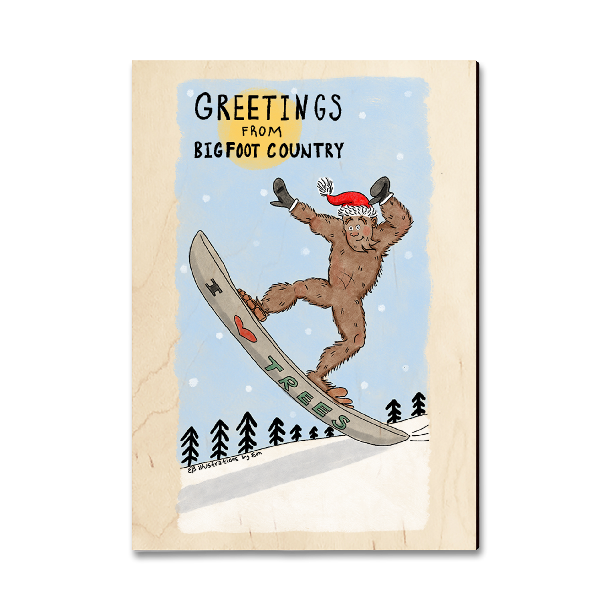Magnet: Classic Edge - Holiday Bigfoot Snowboarder