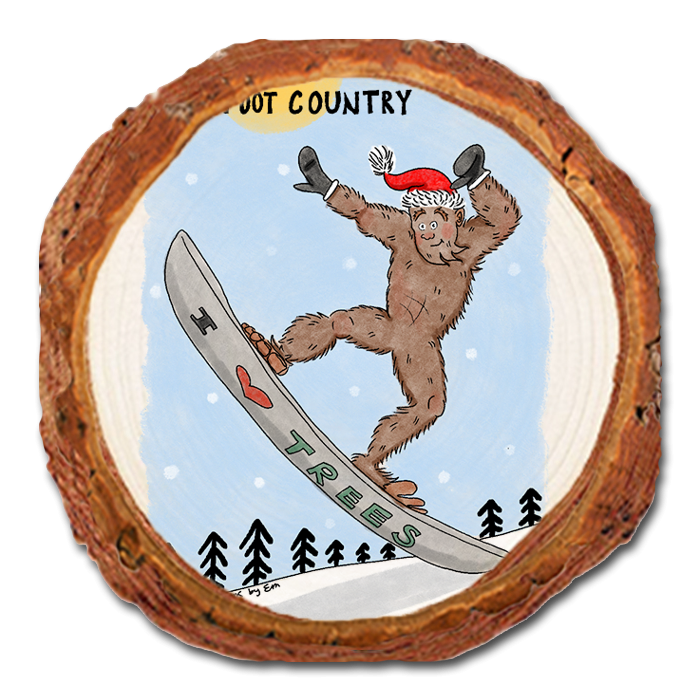 Coaster: Live Edge - Holiday Bigfoot Snowboarder (Pack of 5)