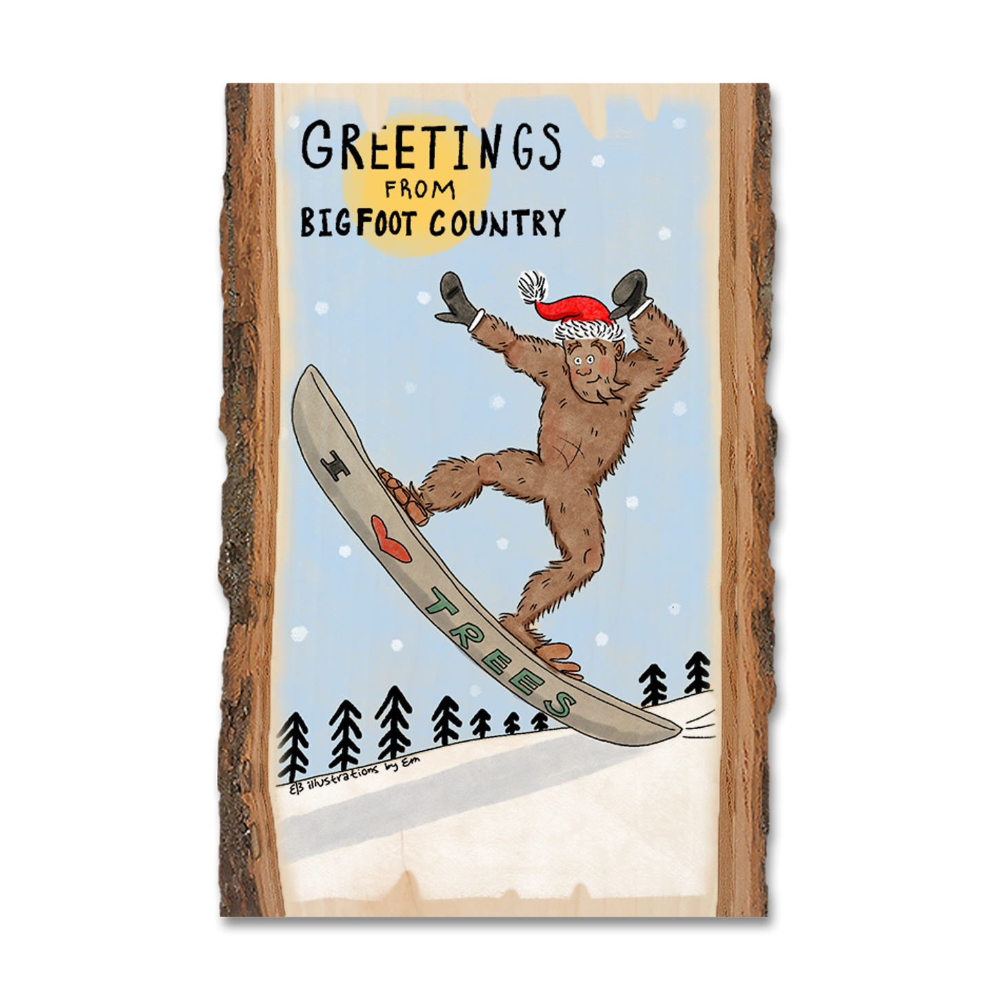 Magnet: Live Edge - Holiday Bigfoot Snowboarder