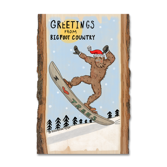 Magnet: Live Edge - Holiday Bigfoot Snowboarder