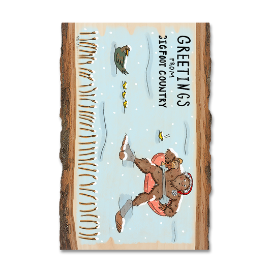Greeting Card: Live Edge - Holiday Bigfoot Swimmer