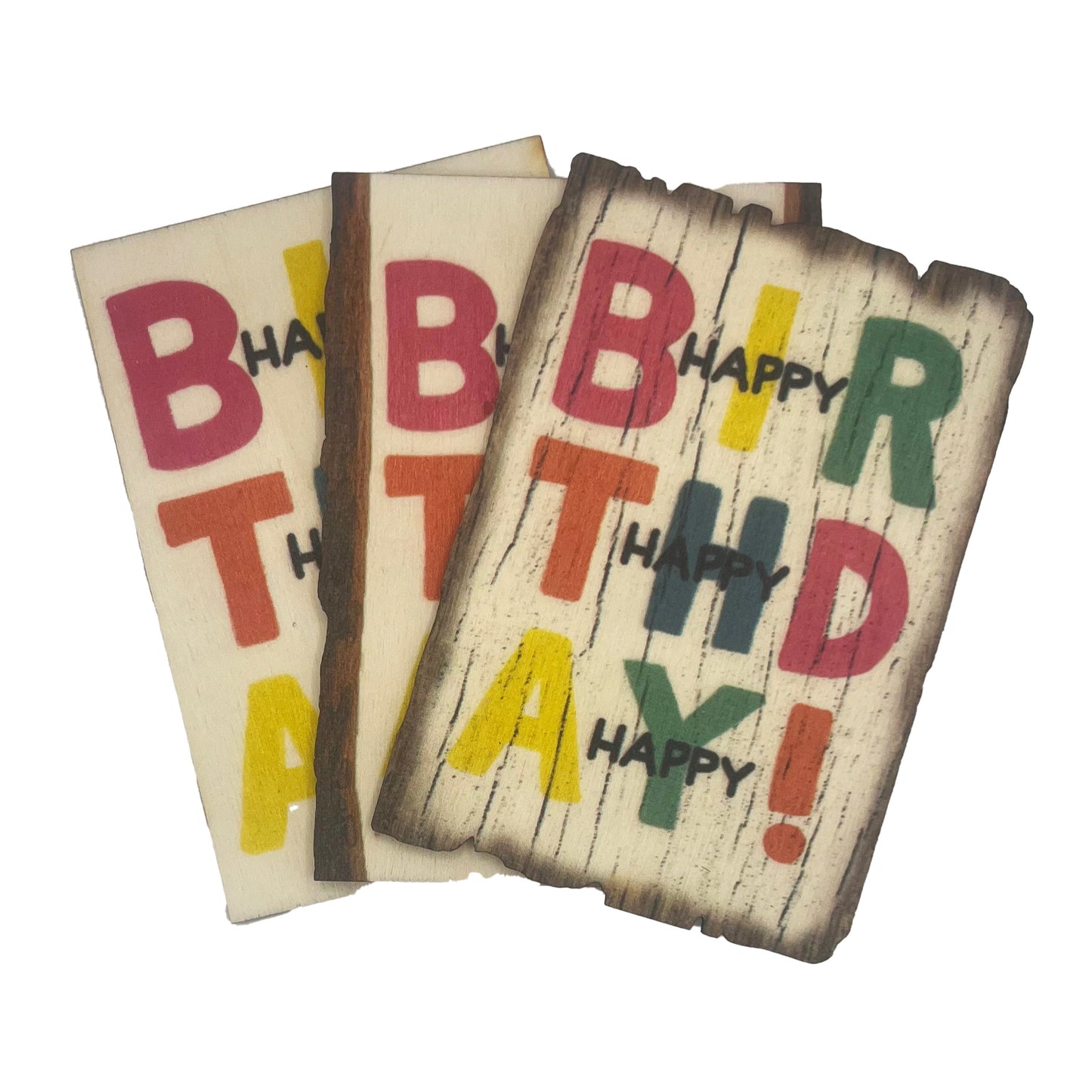 Real wood birthday card happy 