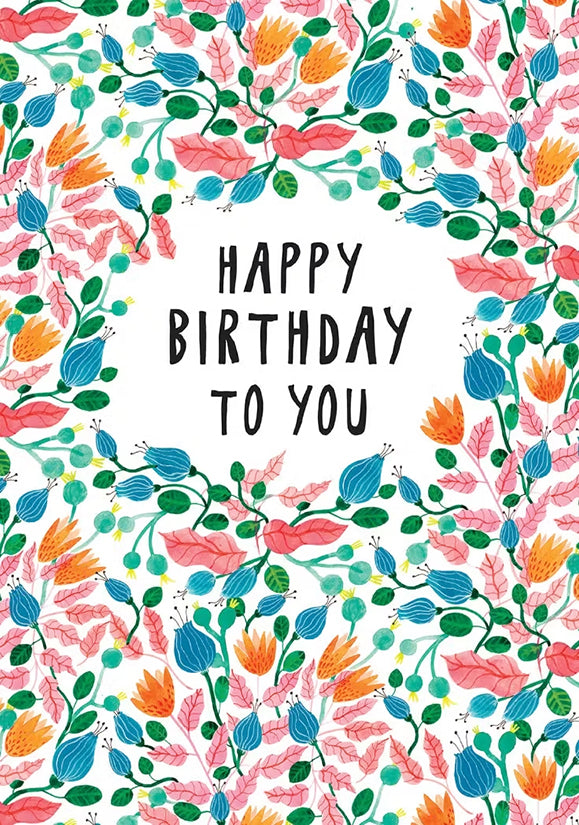 Birthday Pink Leaves - 5 Birthday Greeting Cards