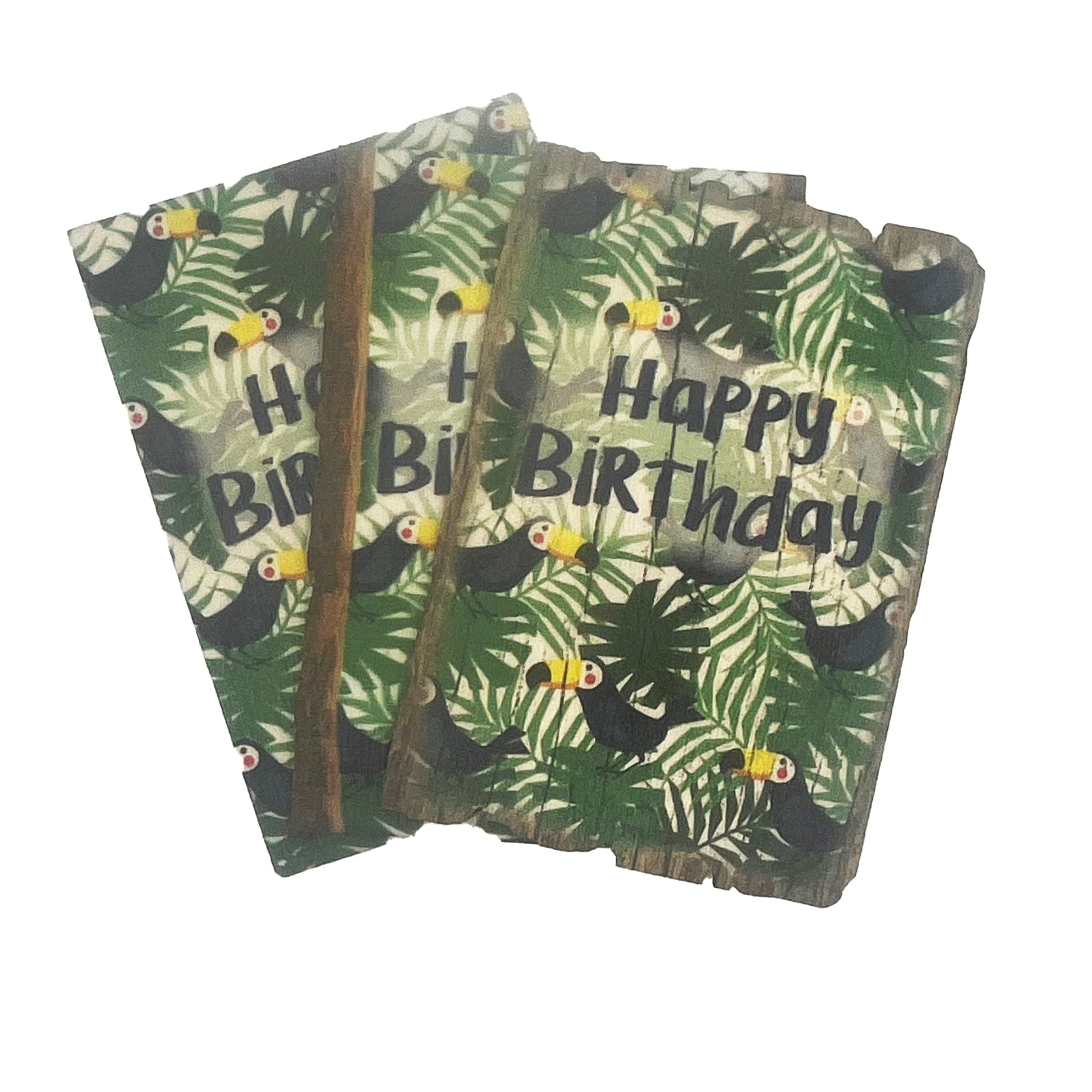 Real wood birthday card tucan