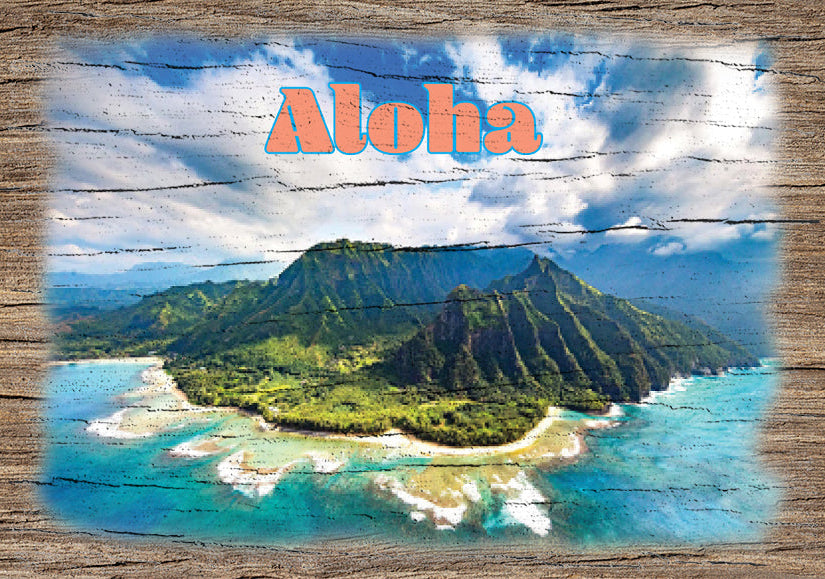 Hawaii Mountains - Weathered Edge - Postcard