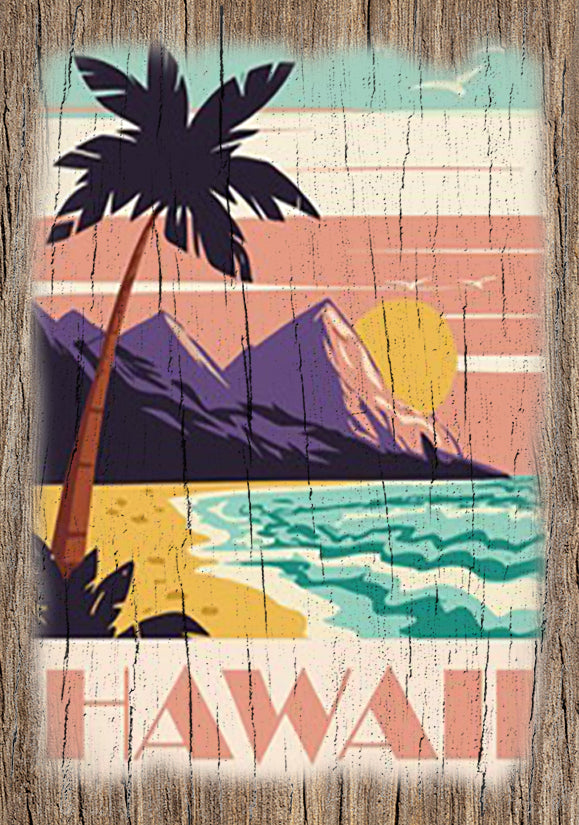 Retro Beach - Weathered Edge - Postcard