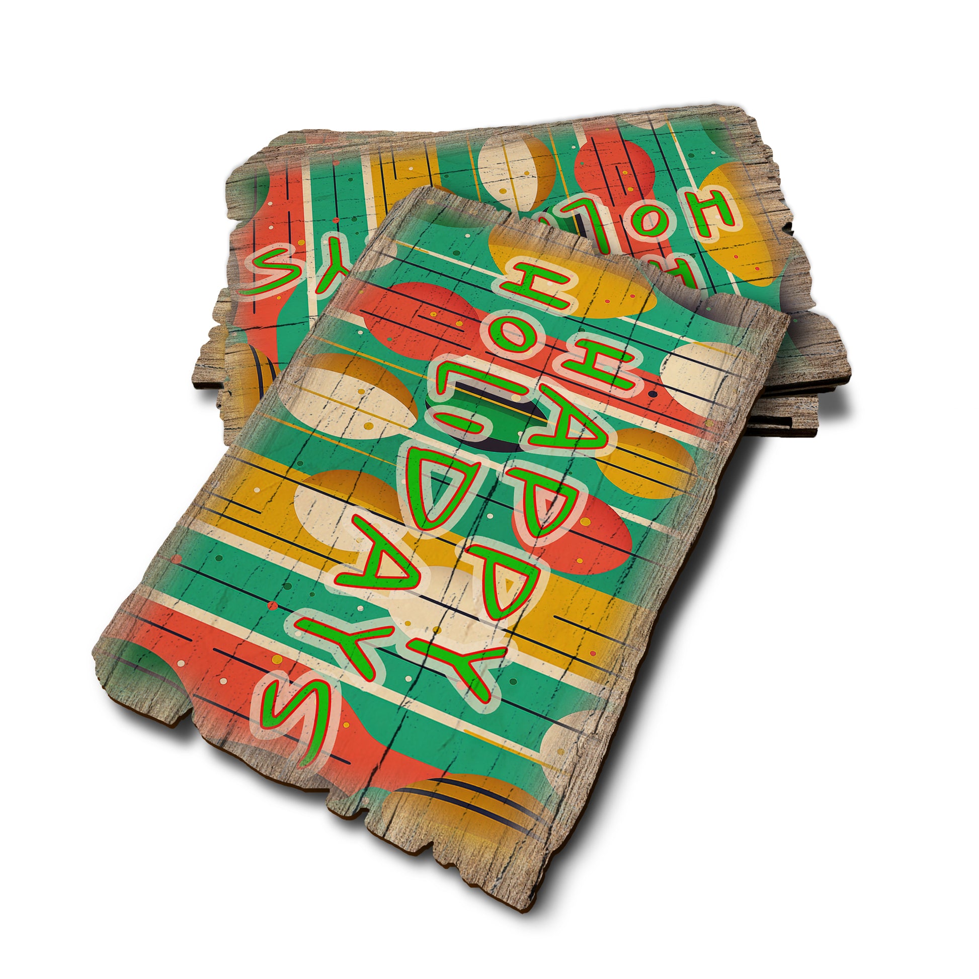 Happy Retro Holiday - Weathered Edge Rustic Edge Postcard (5pk // $2.80ea)