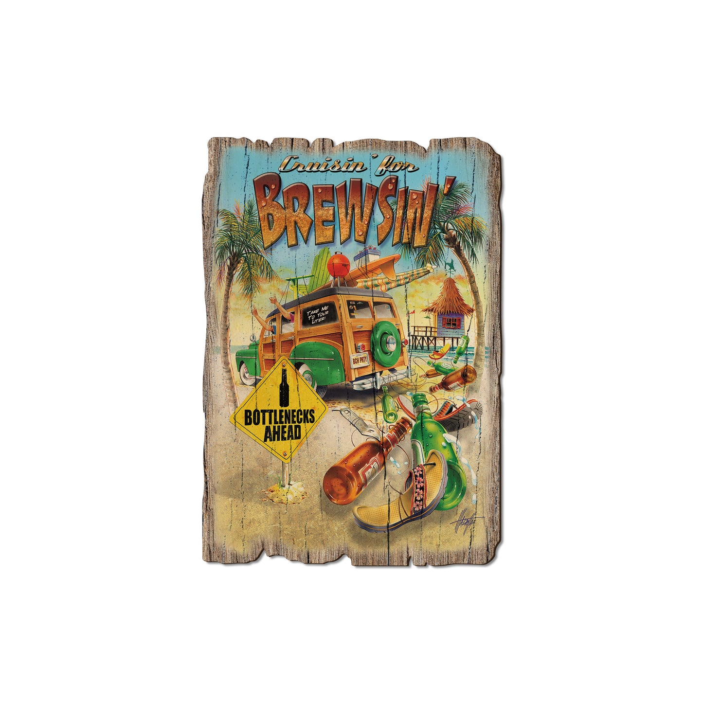 Mazzotta's Cruisin' For Brewsin' - Weathered Edge Rustic Edge Magnet (5pk // $2.80ea)