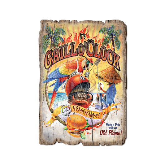 Greeting Card: Weathered Edge - Mazzotta's Grill O'Clock