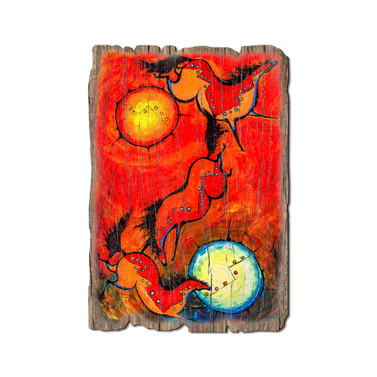 Greeting Card: Weathered Edge - Neal's Red Horses