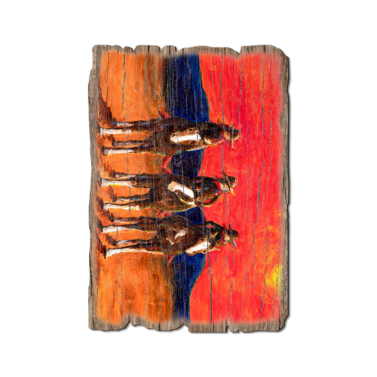 Greeting Card: Weathered Edge - Neal's Three Horsewomen