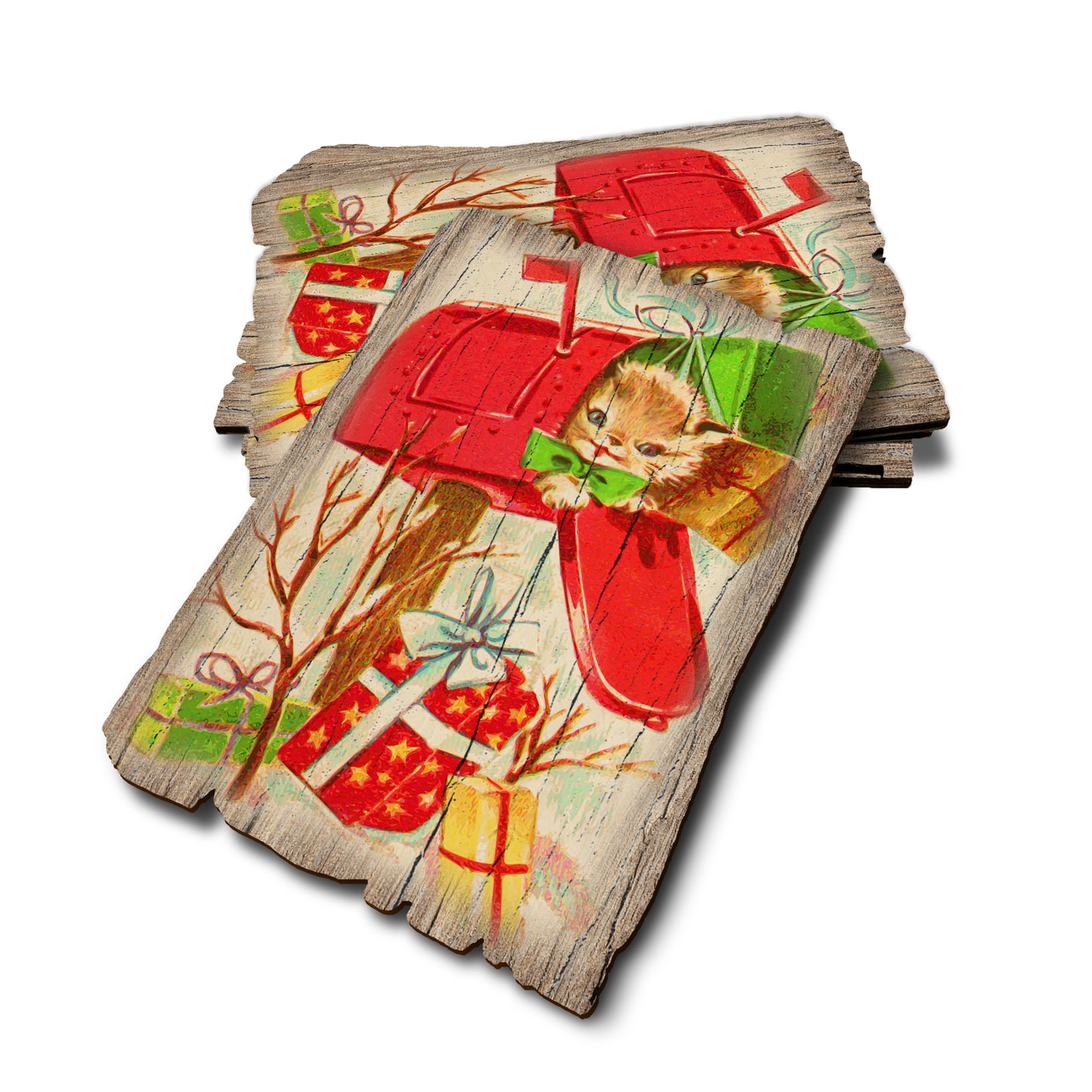 Kitty Present - Weathered Edge Rustic Edge Postcard (5pk // $2.80ea)