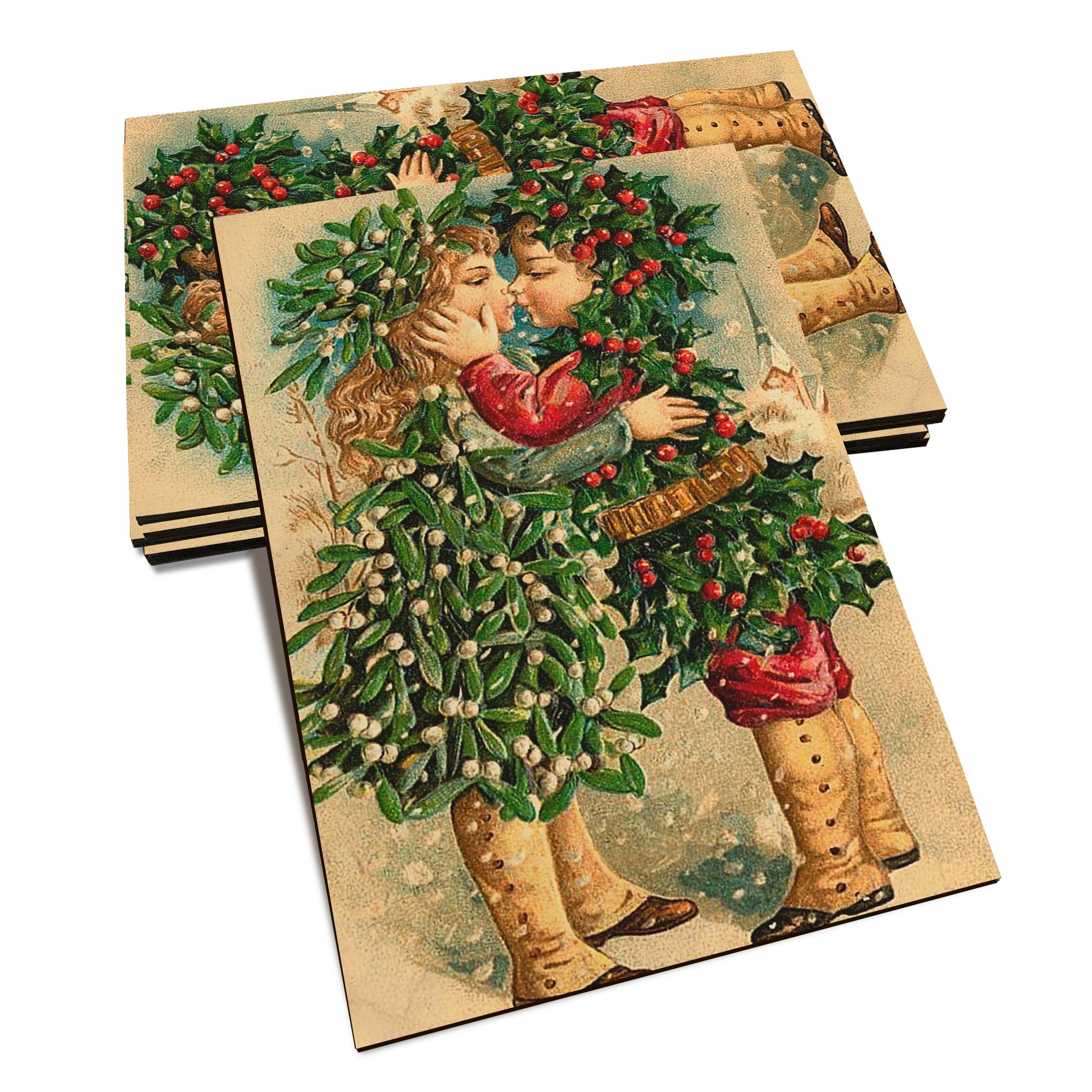 Kissing Kids - Holiday - Classic Edge Classic Edge Postcard (5pk // $2.80ea)