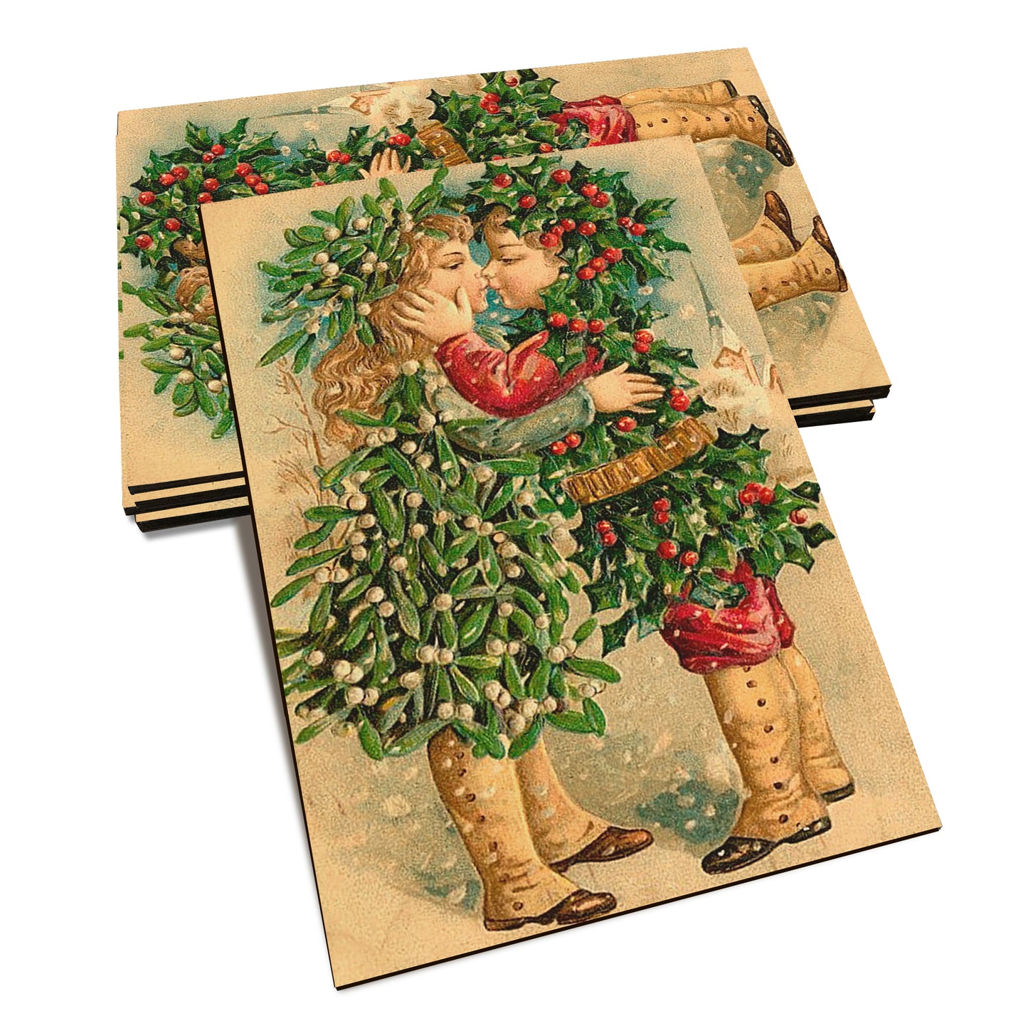 Kissing Kids - Holiday - Classic Edge Classic Edge Postcard (5pk // $2.80ea)