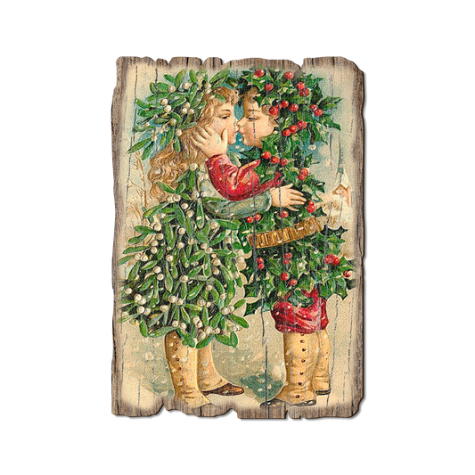 Greeting Card: Weathered Edge - Kissing Kids