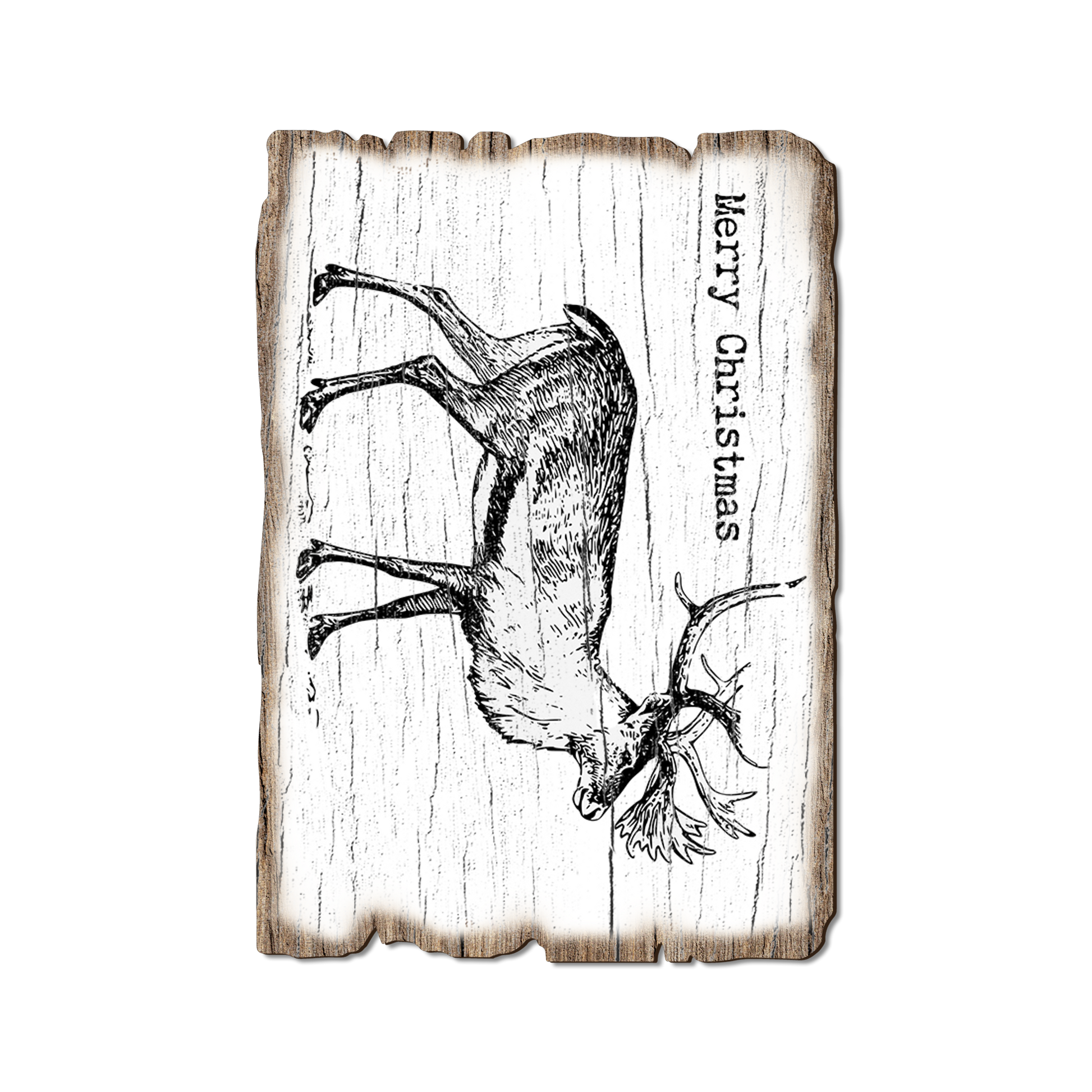 Greeting Card: Weathered Edge - Line Art Reindeer