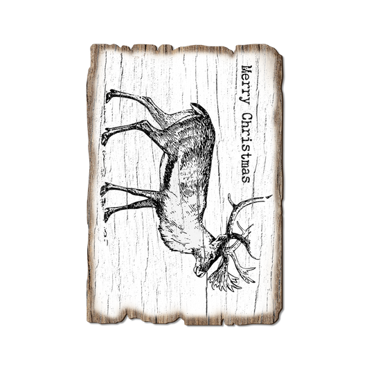 Greeting Card: Weathered Edge - Line Art Reindeer