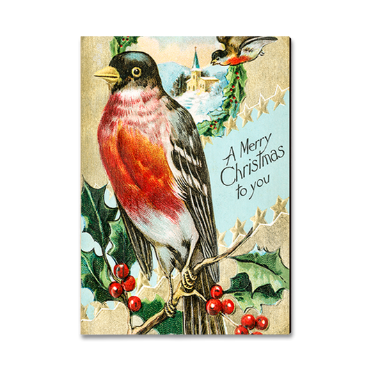 Greeting Card: Classic Edge - Merry Christmas Robin
