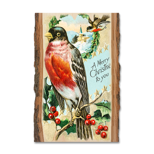 Greeting Card: Live Edge - Merry Christmas Robin
