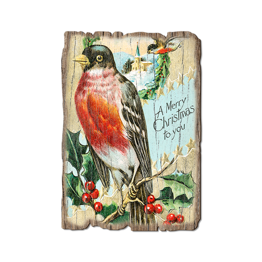 Greeting Card: Weathered Edge - Merry Christmas Robin