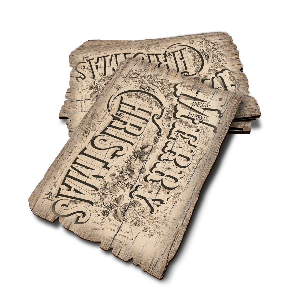 Merry Christmas Title - Weathered Edge Rustic Edge Postcard (5pk // $2.80ea)