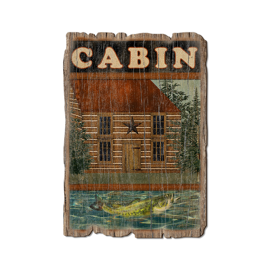Greeting Card: Weathered Edge - Cabin & Fish
